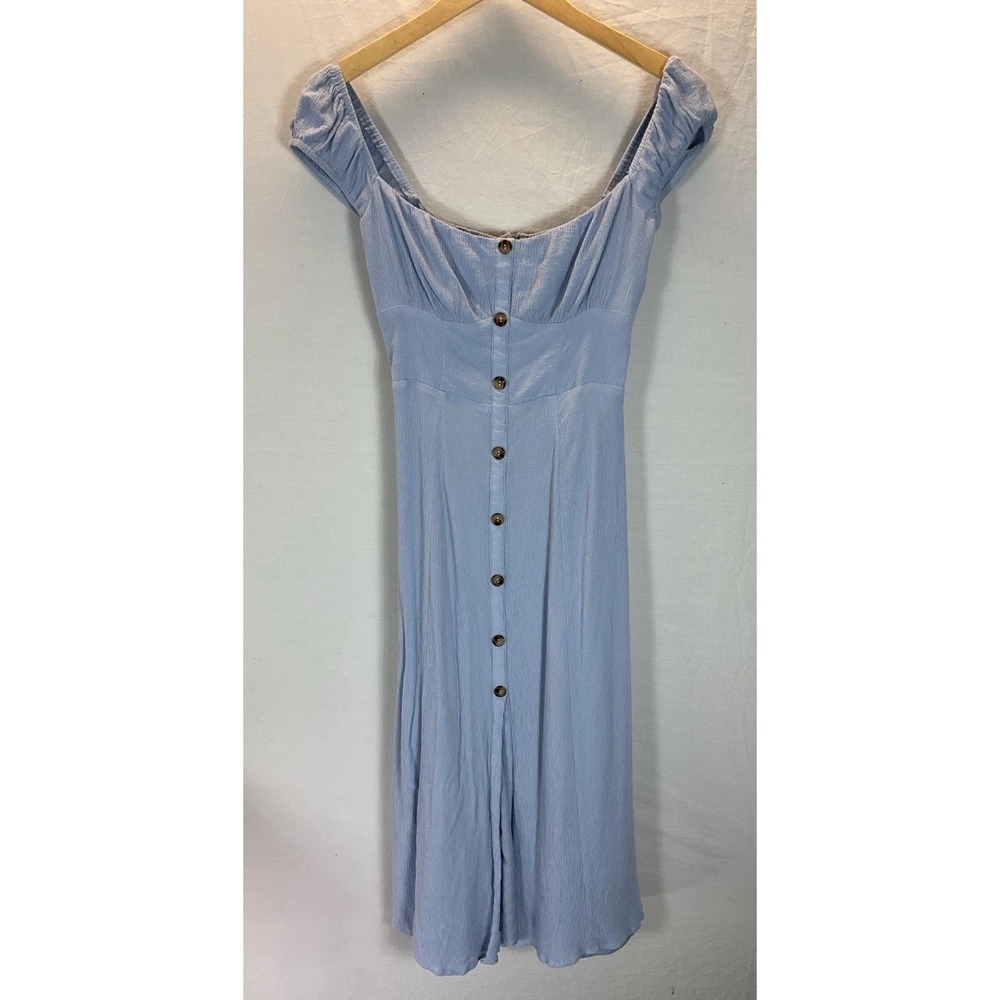 ASTR The Label midi Dresss size S coquette milkmaid crinkle sundress blue